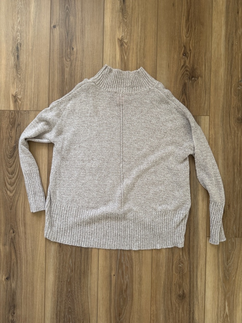 Sweet Romeo Neutral Beige Mock Neck Ribbed Sweater - Picture 3 of 3